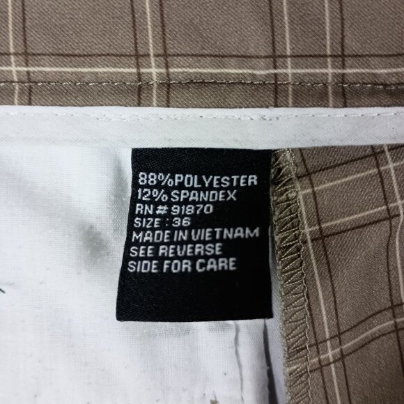 Pebble Beach Performance Mens Plaid Golf Shorts Size 36 Beige Casual Walking - Picture 3 of 8